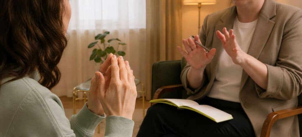 Coaching Gespräch in einer Berliner Praxis